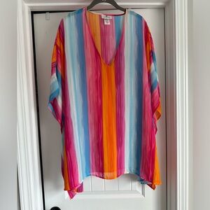 Women’s Large‎ Palms Away Bright Striped Shirt